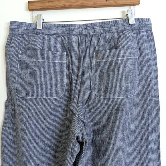 Talbots 100% Linen Drawstring Pinstripe Pants Blue/White Size 12 - Picture 5 of 6